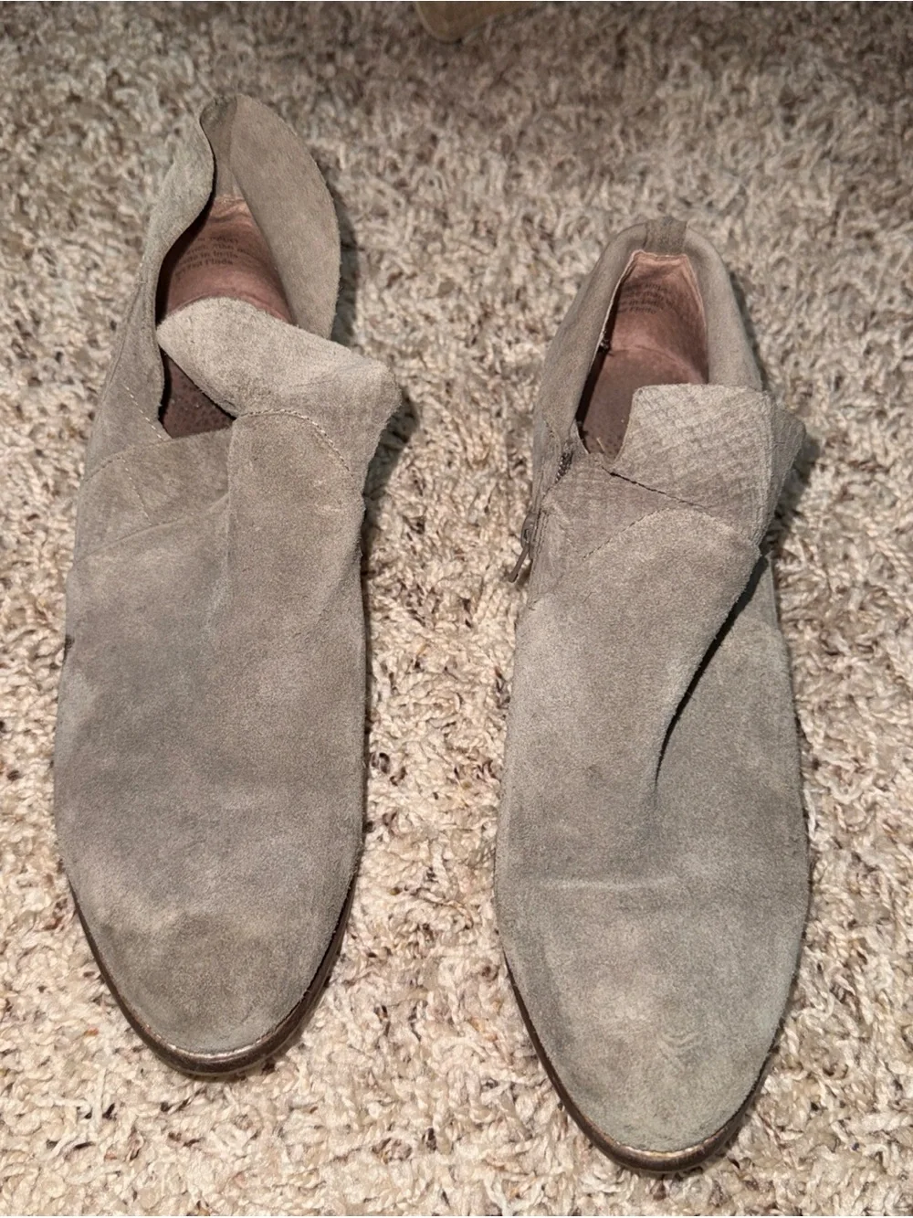 Seychelles Suede Taupe Ankle Booties with Fold-Over Detail
